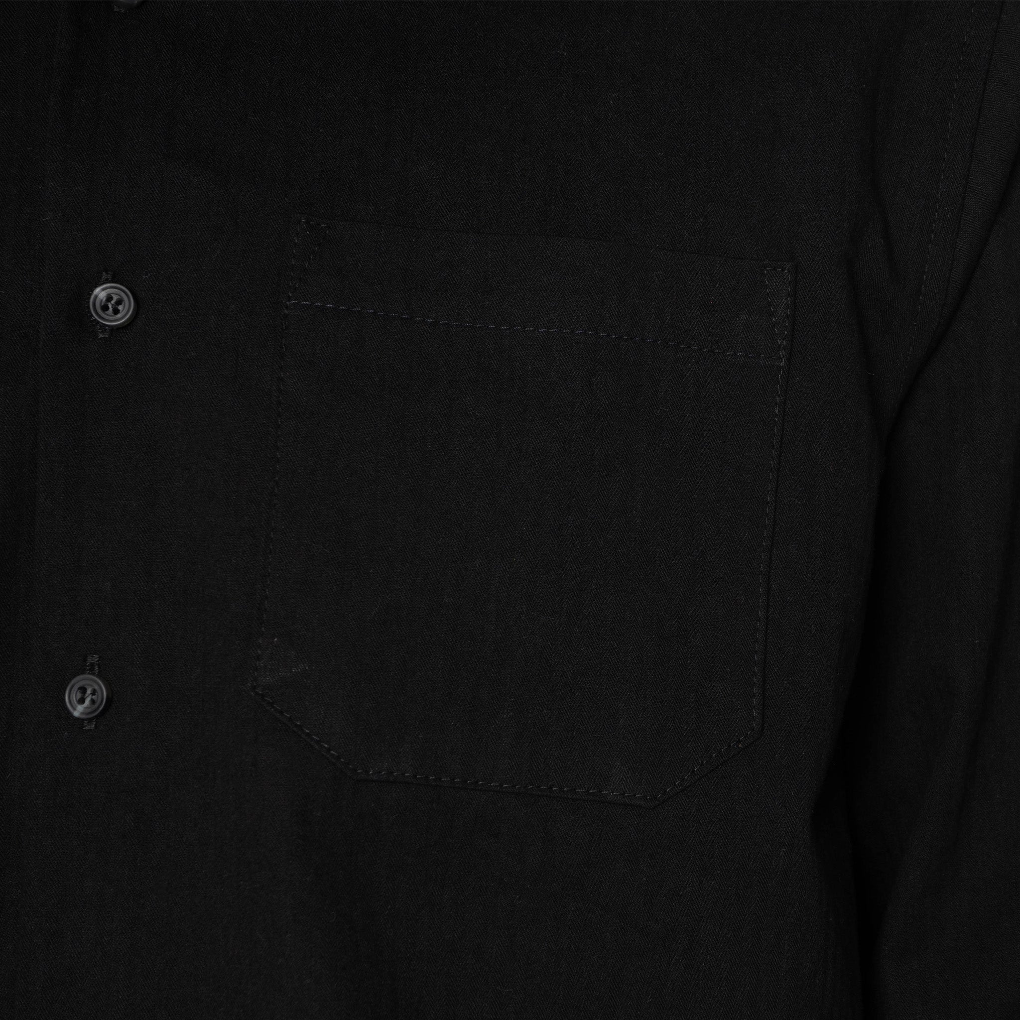 True Shirt - Black Herringbone Denim - Black