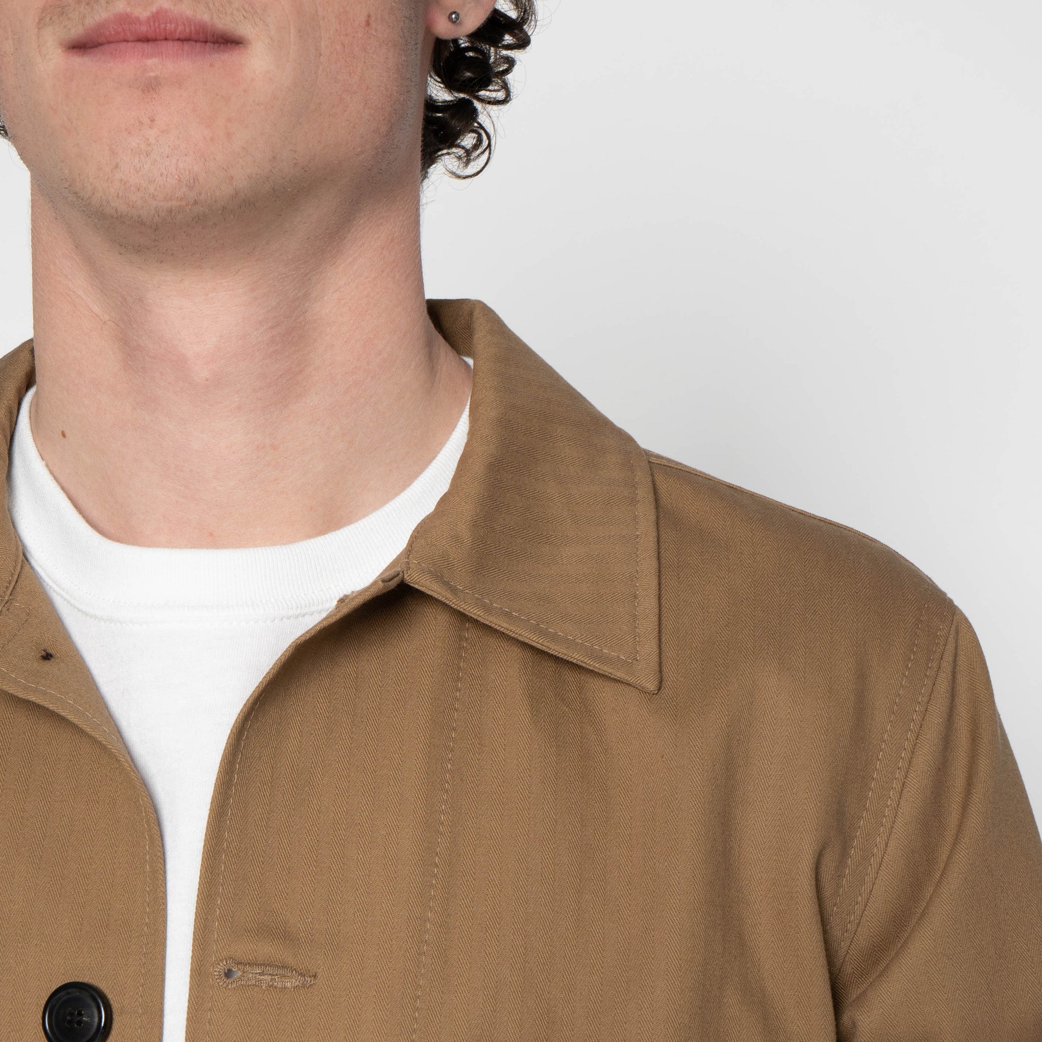 Utility Jacket - 1940s Military Organic Herringbone - Sand by Naked & Famous Denim