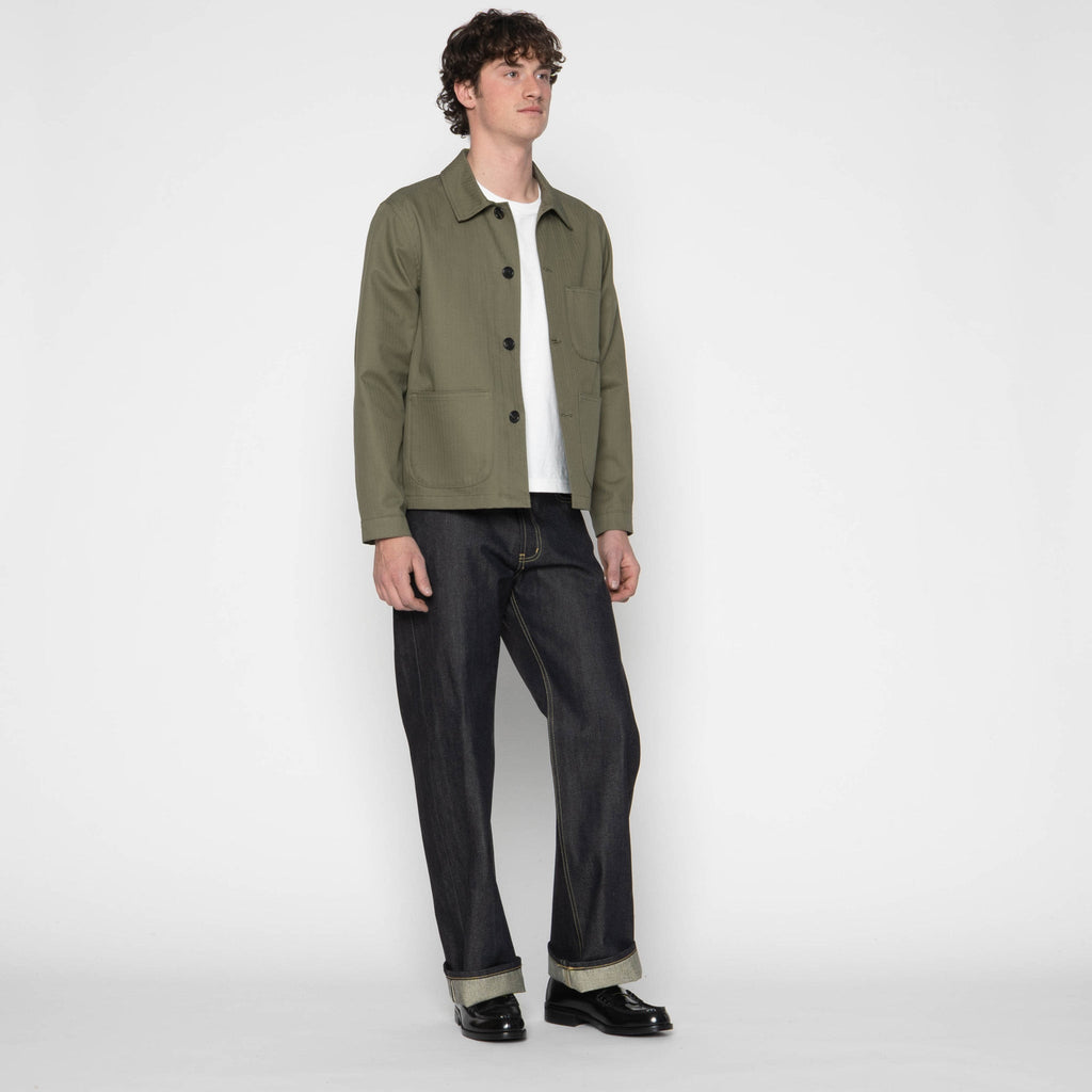 Utility Jacket - 1940s Military Organic Herringbone - Army Green by Naked & Famous Denim
