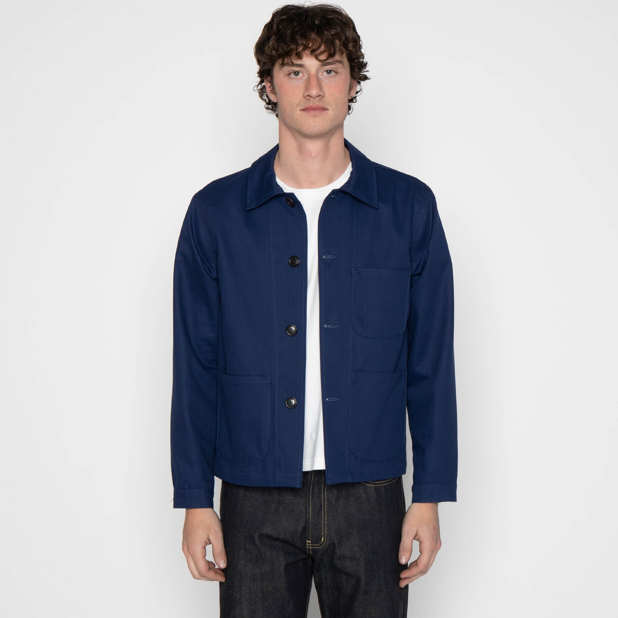 Utility Jacket - 1940s Military Organic Herringbone - Workwear Blue by Naked & Famous Denim