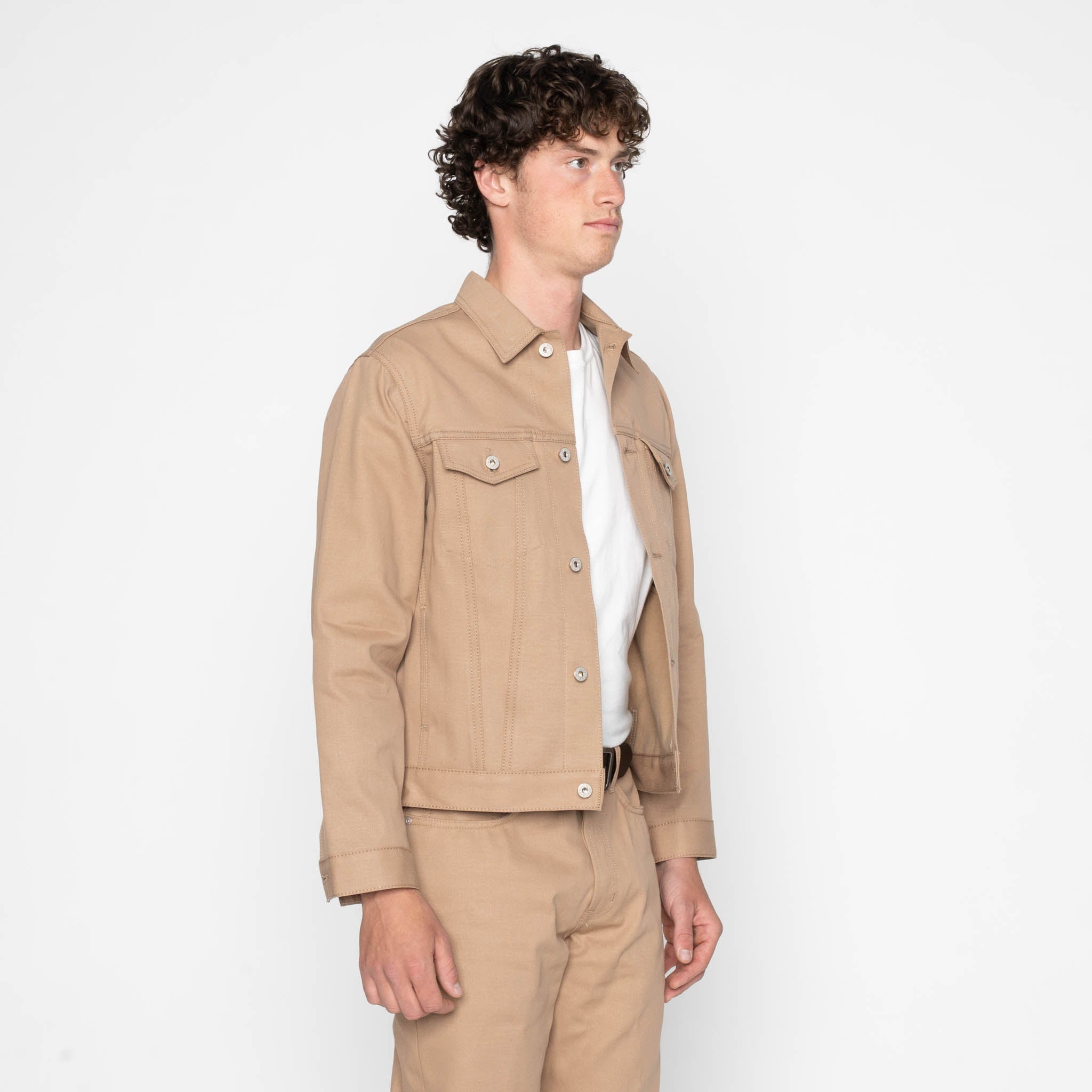 Denim Jacket - Selvedge Slacks Beige by Naked & Famous Denim