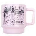 Milk Glass Stackable Mug - Pink With Navy Print by Naked & Famous Denim