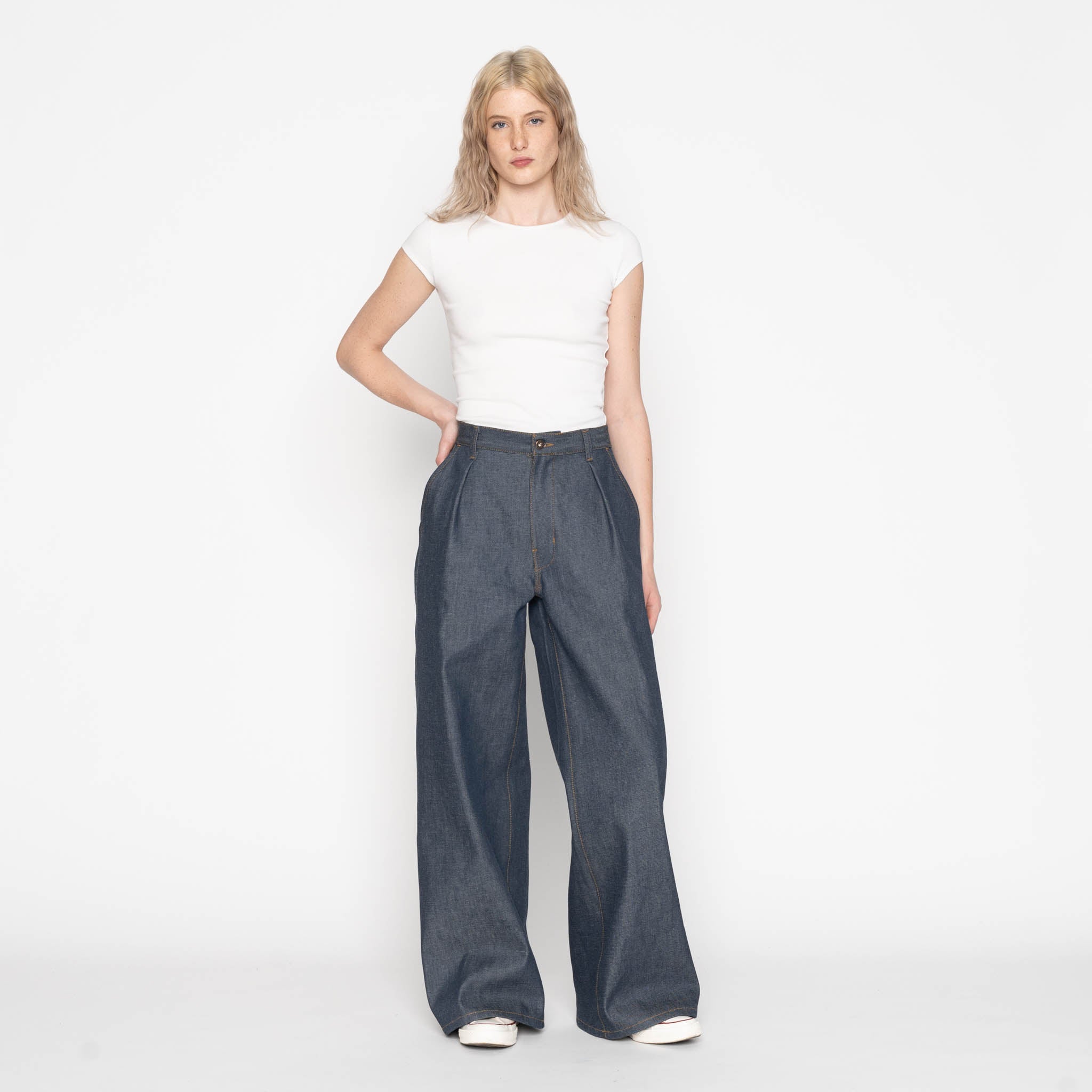 Wide Leg Trouser  - Natural Indigo - Indigo by Naked & Famous Denim