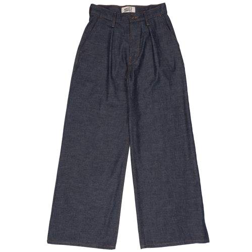 Wide Leg Trouser - 10oz Rinsed Denim - Indigo by Naked & Famous Denim