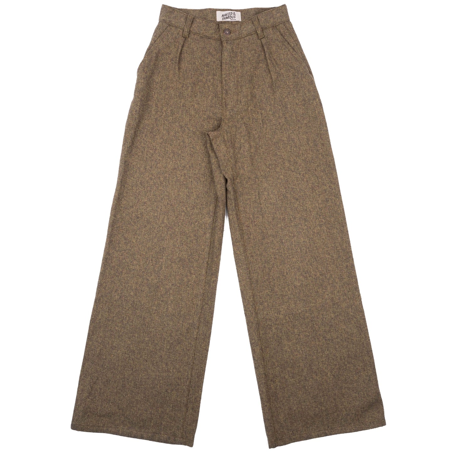 Wide Leg Trouser - Herringbone Triple Twist - Forest by Naked & Famous Denim
