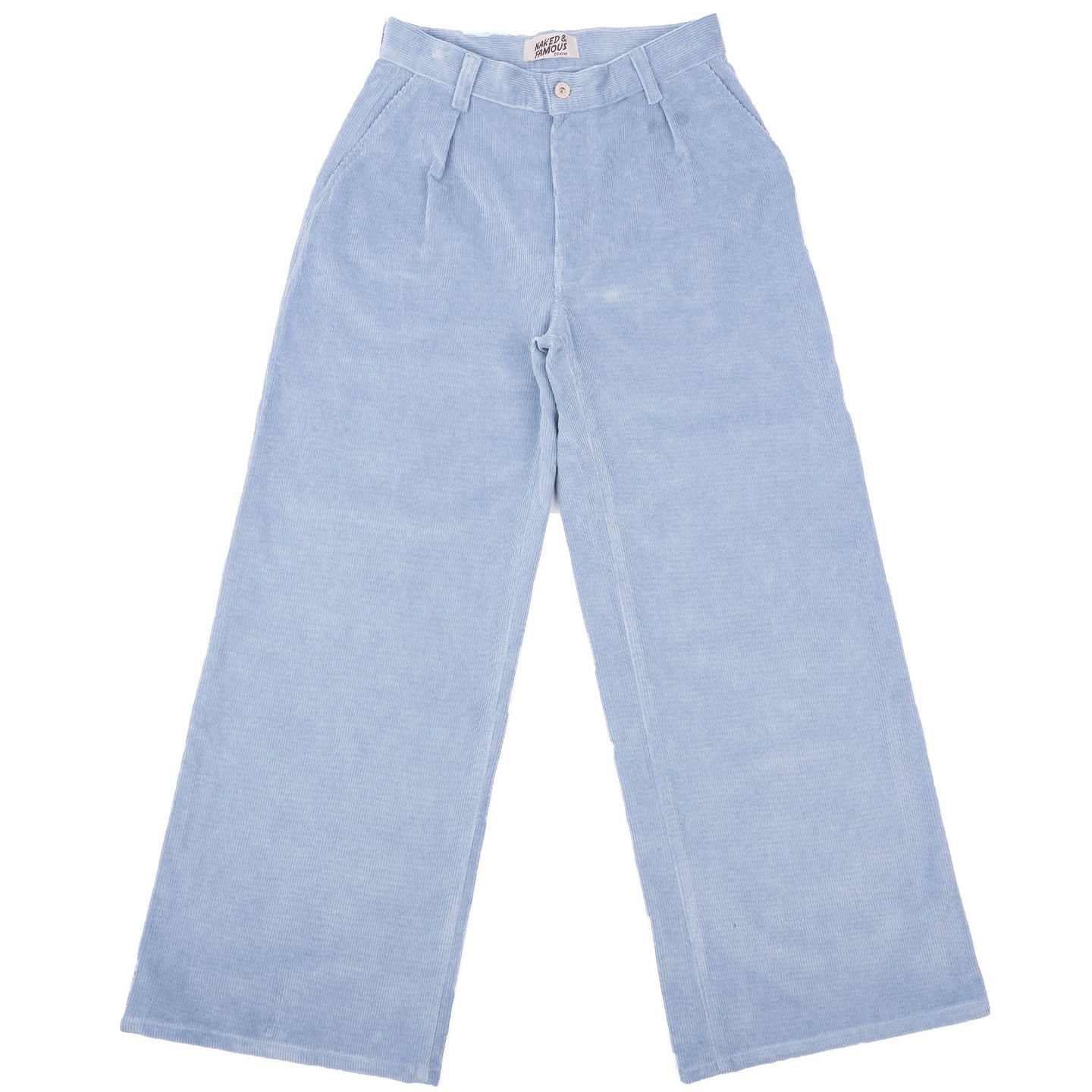 Wide Leg Trouser - Faded Corduroy Organique - Pale Indigo by Naked & Famous Denim