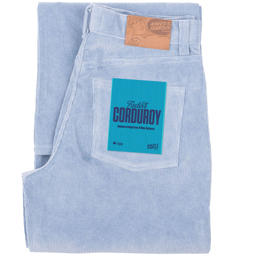 Wide Wild West  - Organic Faded Corduroy - Pale Indigo by Naked & Famous Denim