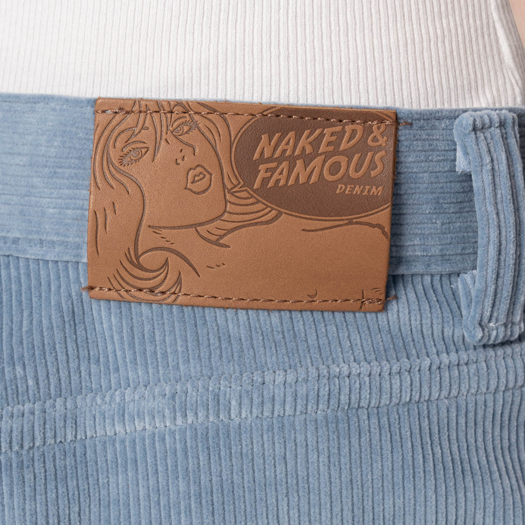 Wide Wild West  - Organic Faded Corduroy - Pale Indigo by Naked & Famous Denim