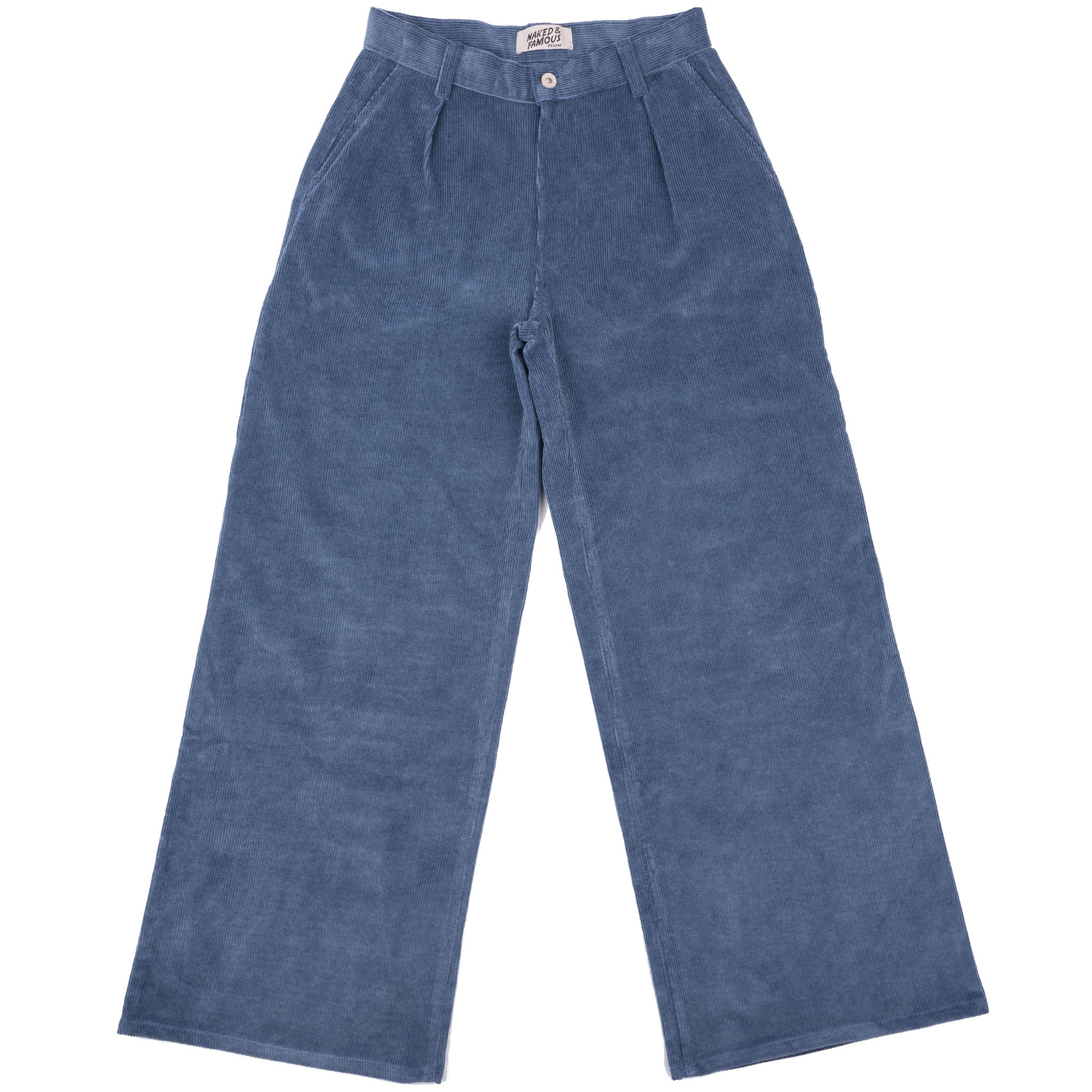 Wide Leg Trouser  - Organic Faded Corduroy - Indigo by Naked & Famous Denim