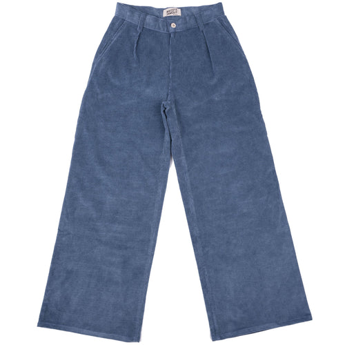 Wide Leg Trouser  - Organic Faded Corduroy - Indigo by Naked & Famous Denim