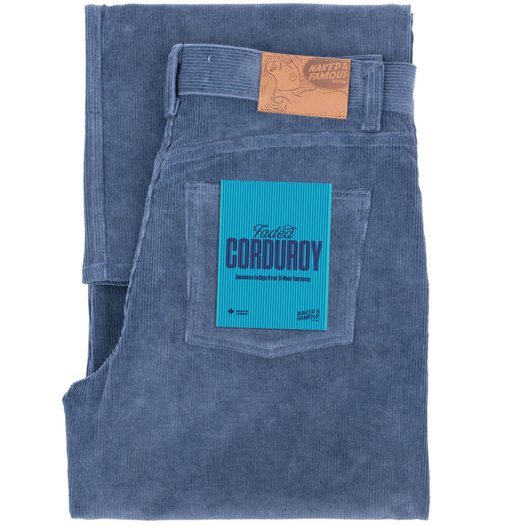 Wide Wild West  - Organic Faded Corduroy - Indigo by Naked & Famous Denim