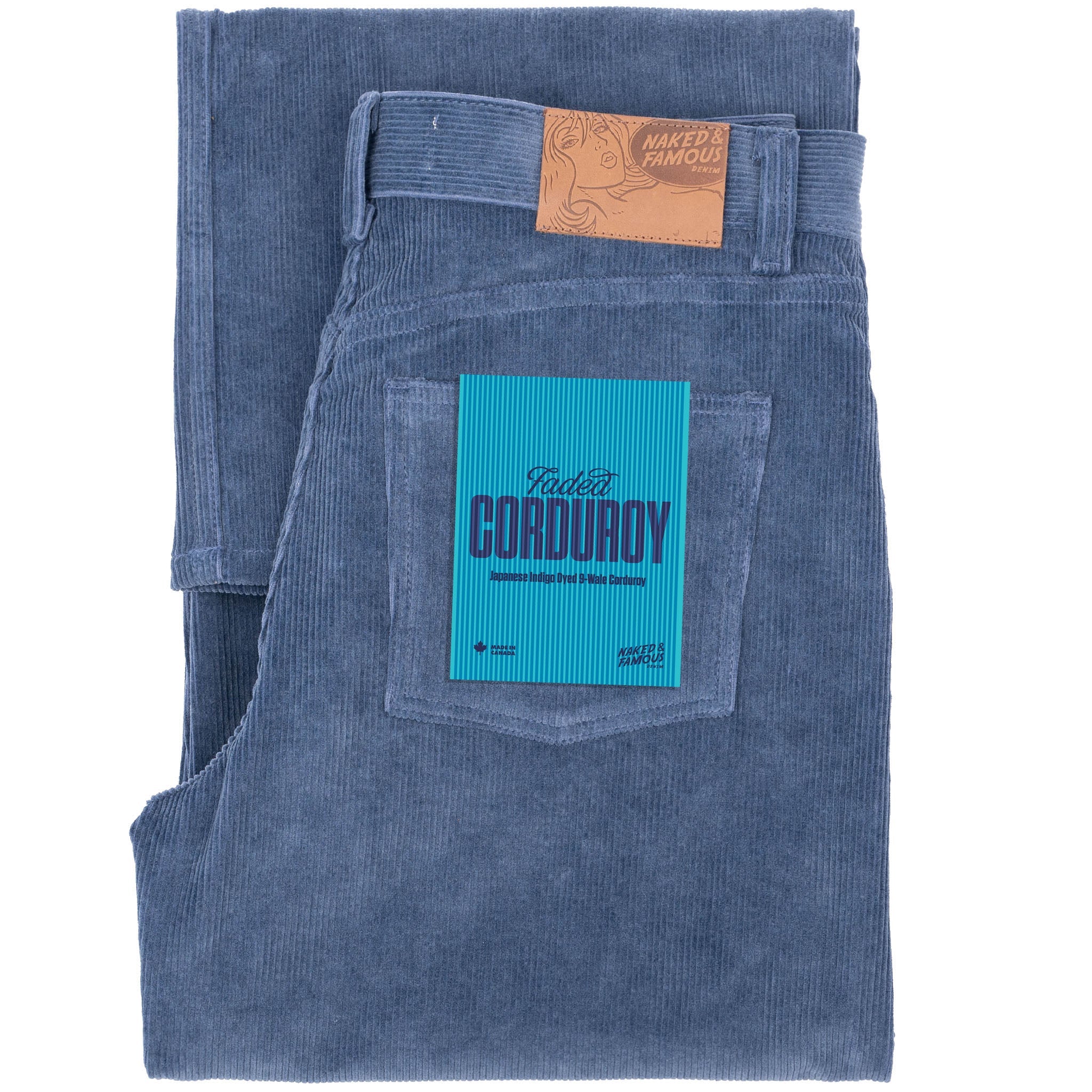 Wide Wild West  - Organic Faded Corduroy - Indigo by Naked & Famous Denim