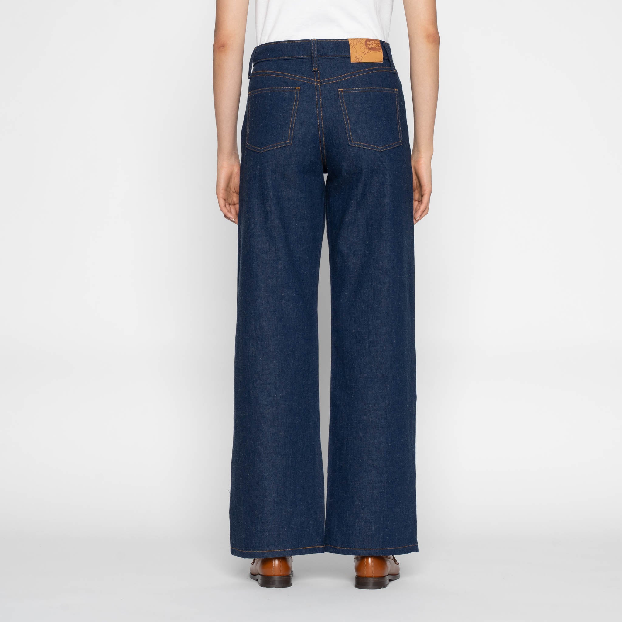 Wide Wild West - 2x1 Dungaree Nep Denim - Mid Indigo – Naked