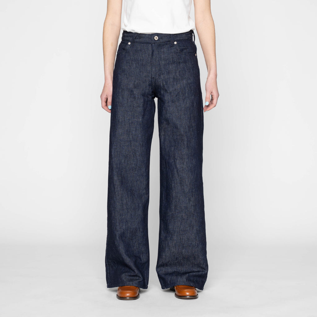 Wide Wild West - Linen Blend Denim - Indigo