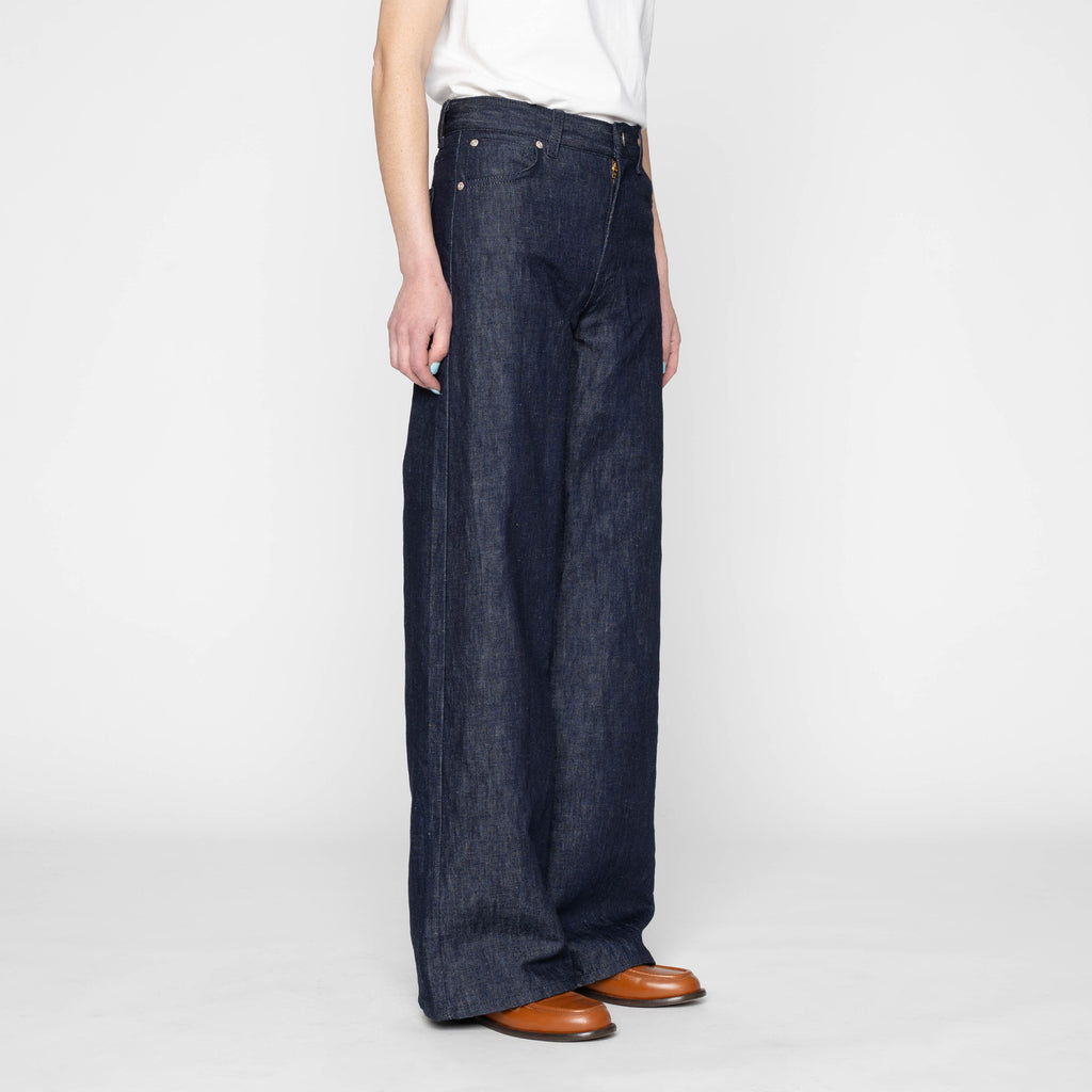 Wide Wild West - Linen Blend Denim - Indigo