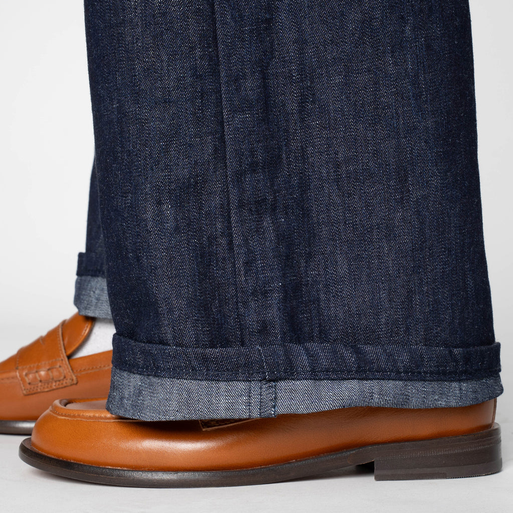 Wide Wild West - Linen Blend Denim - Indigo