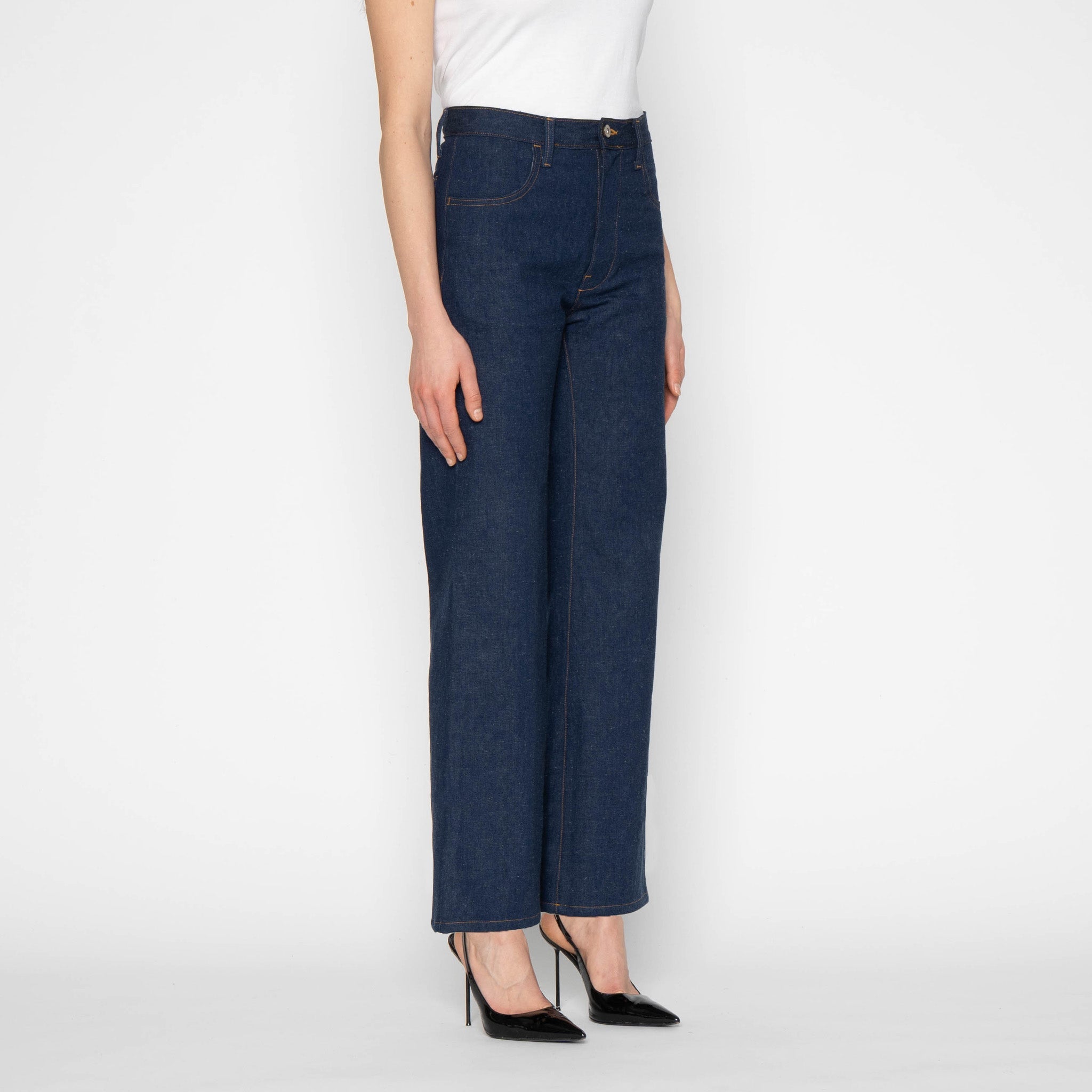 Maudie Flared - 2x1 Nep Dungaree Denim by Naked & Famous Denim