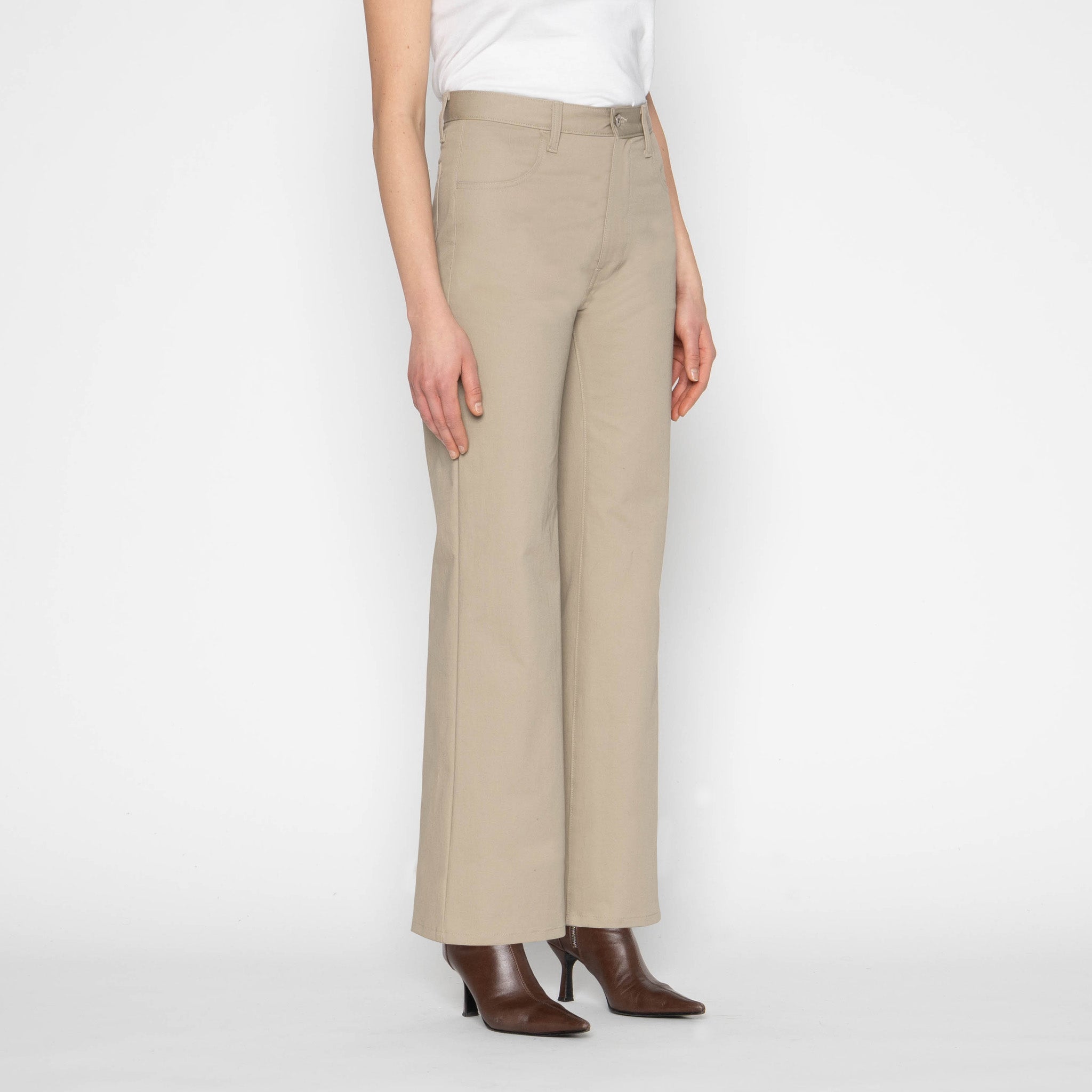 Maudie Flared - Vintage Chino Cloth - Greige by Naked & Famous Denim