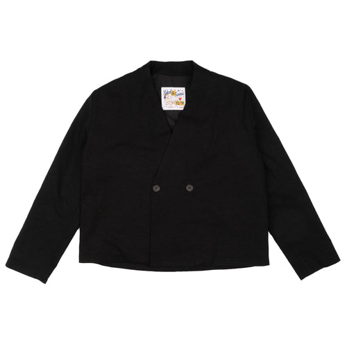 Collarless Jacket - Rinsed Oxford - Black | Naked & Famous Denim