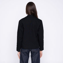 Load image into Gallery viewer, Collarless Jacket - Rinsed Oxford - Black Info
