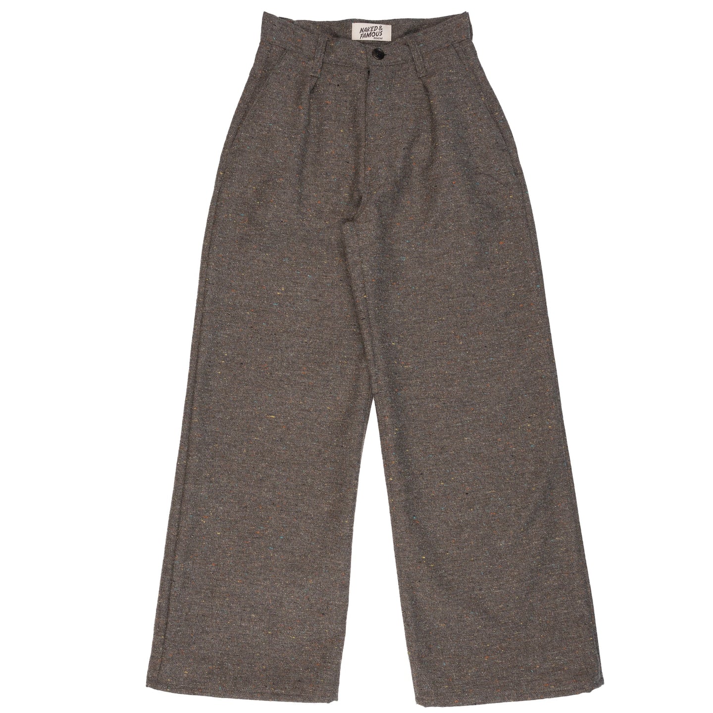 Wide Leg Trouser - Wool Multi Nep - Brown | Naked & Famous Denim