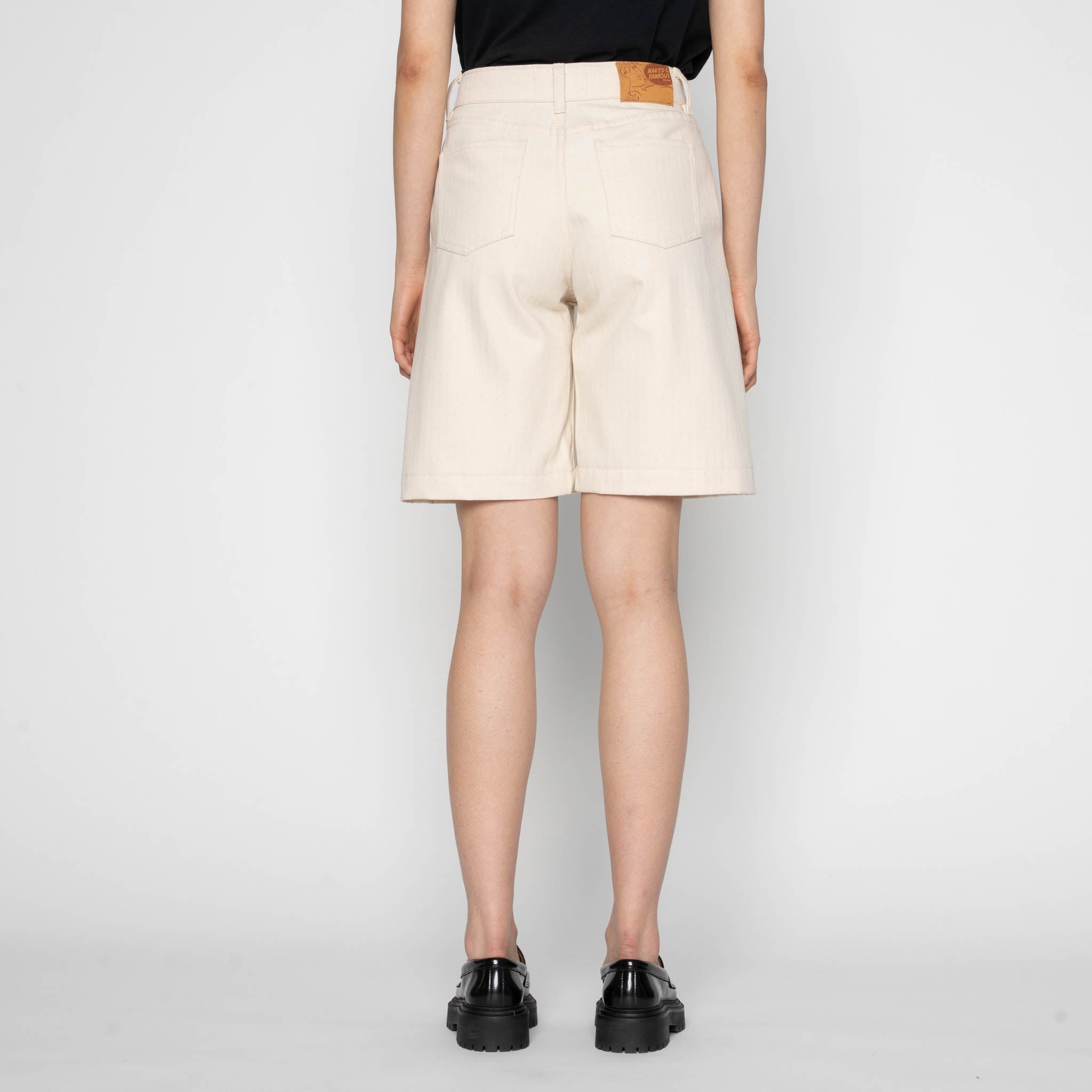 Andie Shorts - Hard Twist Organic Herringbone - Ecru by Naked & Famous Denim