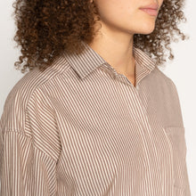 Load image into Gallery viewer, Roomy Shirt - Soft Finish Classic Stripe - Cream + Brown | Naked &amp; Famous Denim
