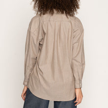 Load image into Gallery viewer, Roomy Shirt - Soft Finish Classic Stripe - Taupe | Naked &amp; Famous Denim
