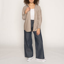 Load image into Gallery viewer, Roomy Shirt - Soft Finish Classic Stripe - Taupe | Naked &amp; Famous Denim
