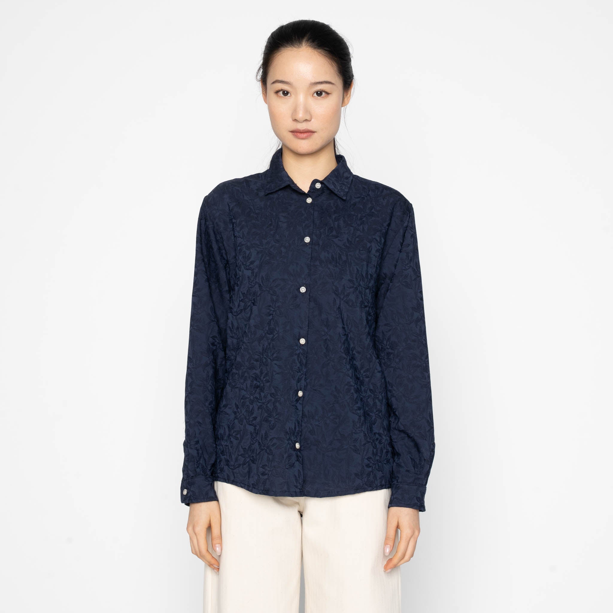 Judy Shirt - Jungle Jacquard- Navy by Naked & Famous Denim