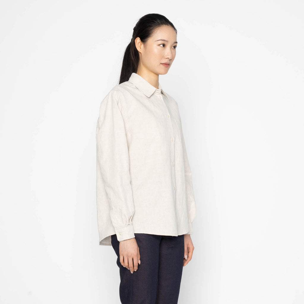 Judy Shirt - Linen Blend Denim - Ecru by Naked & Famous Denim