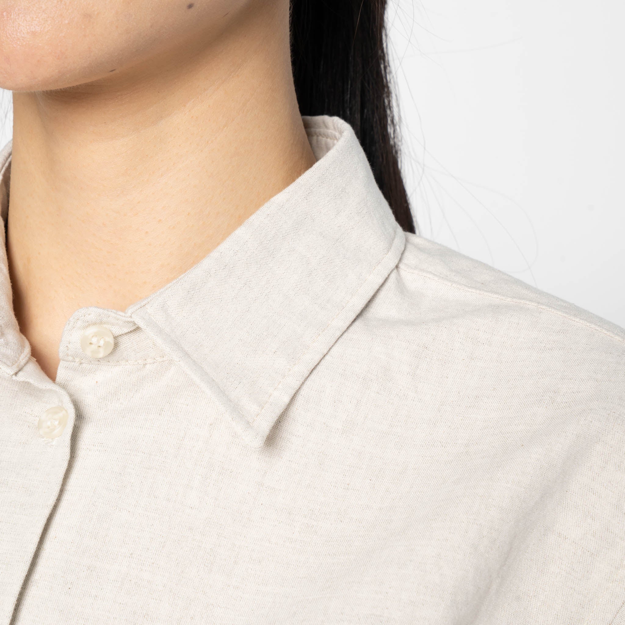 Judy Shirt - Linen Blend Denim - Ecru by Naked & Famous Denim