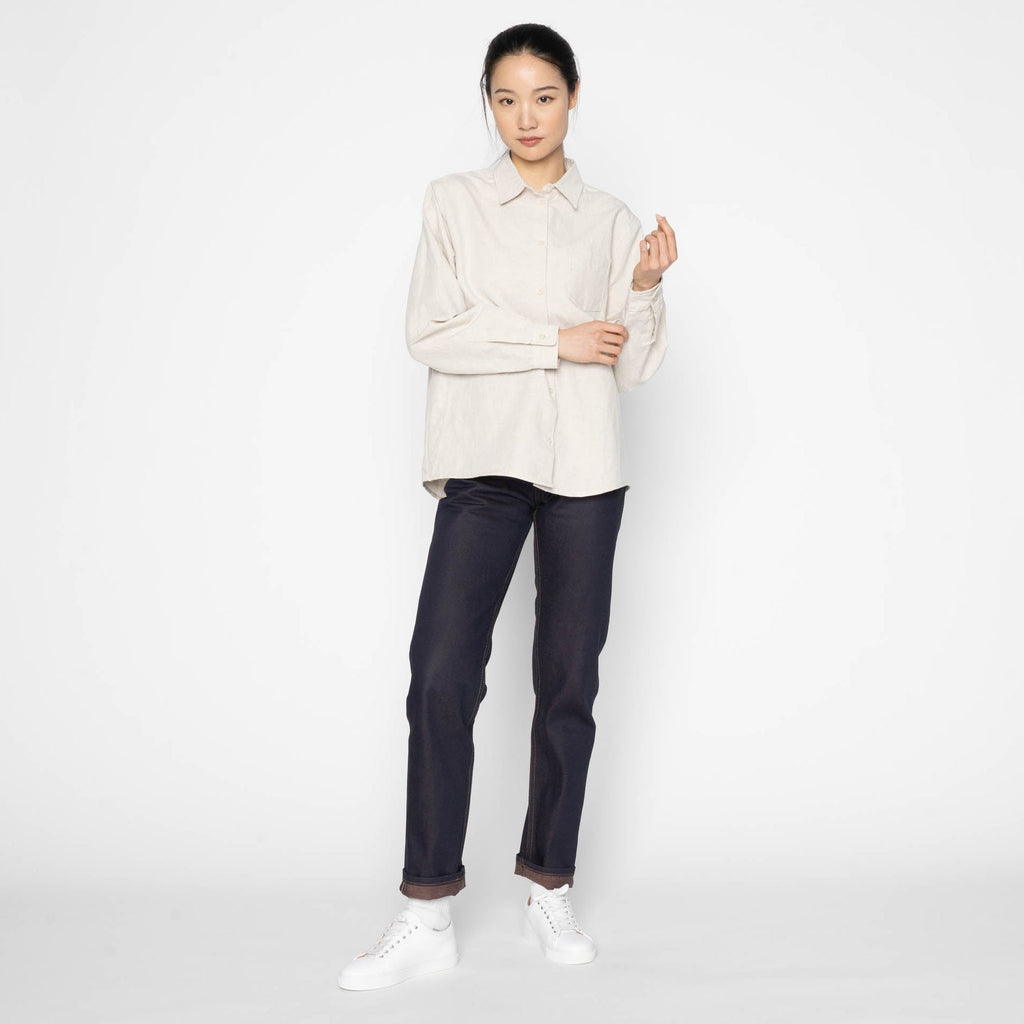 Judy Shirt - Linen Blend Denim - Ecru by Naked & Famous Denim