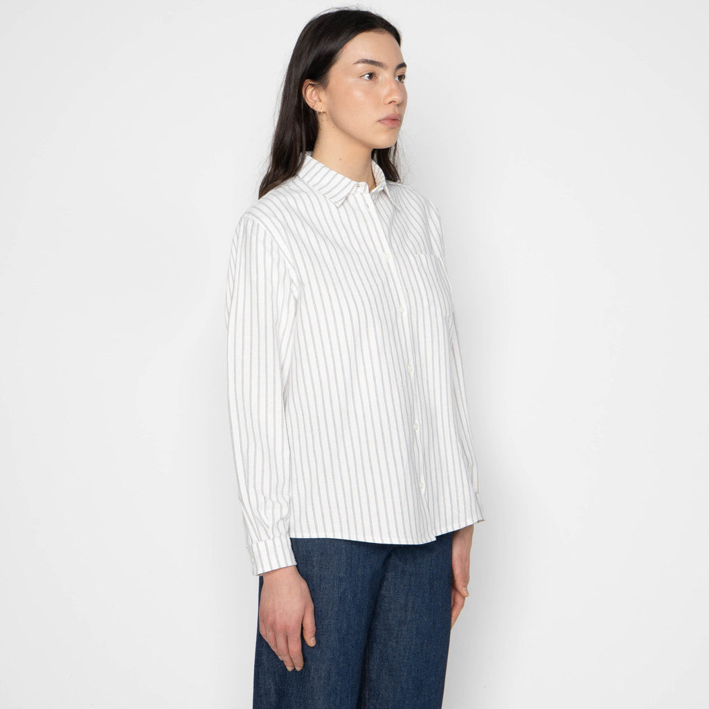Judy Shirt - Cotton Yarn Dyed Oxford - Stripe - White