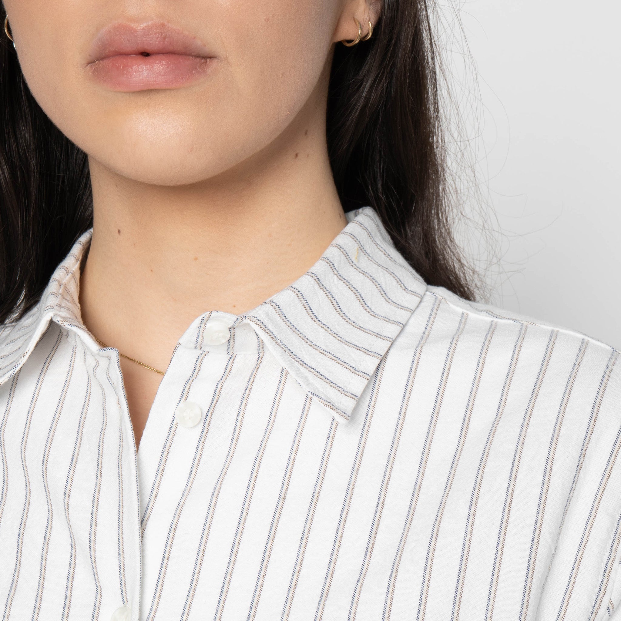 Judy Shirt - Cotton Yarn Dyed Oxford - Stripe - White
