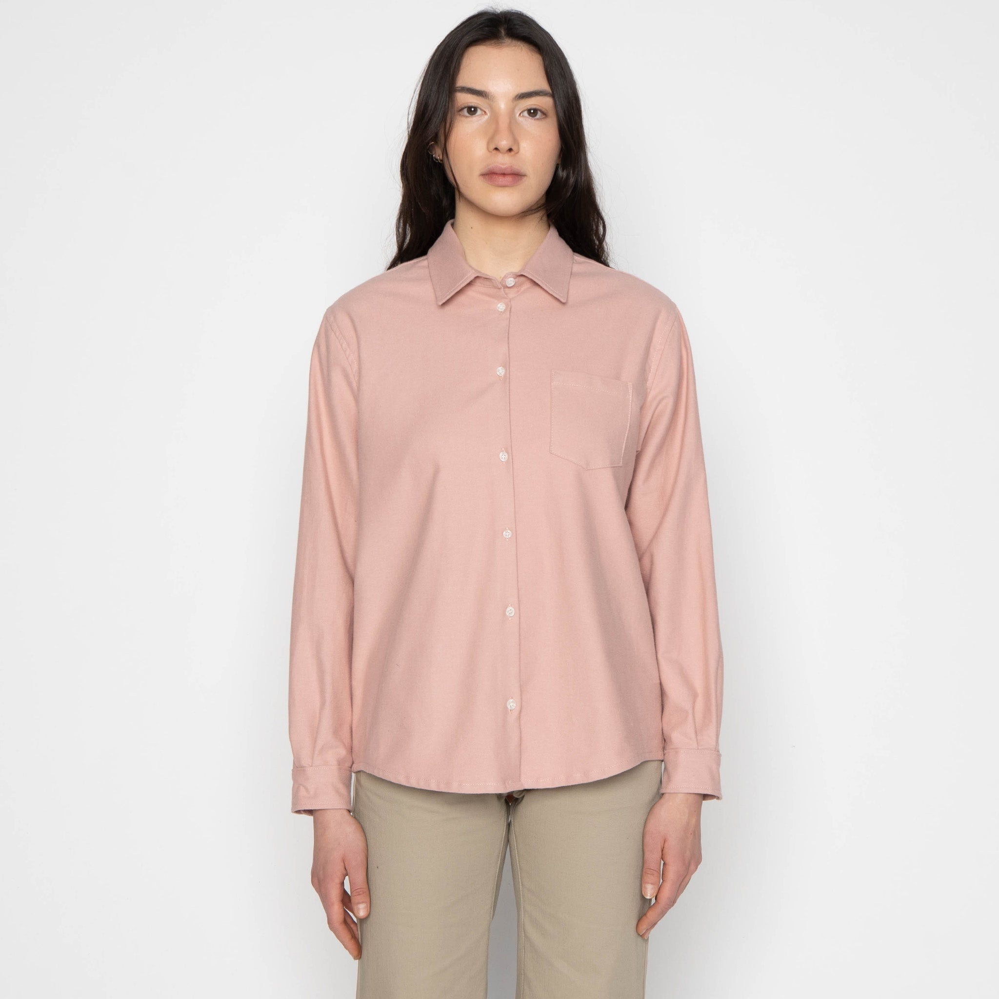 Judy Shirt - Cotton Dyed Flannel - Dusty Pink by Naked & Famous Denim