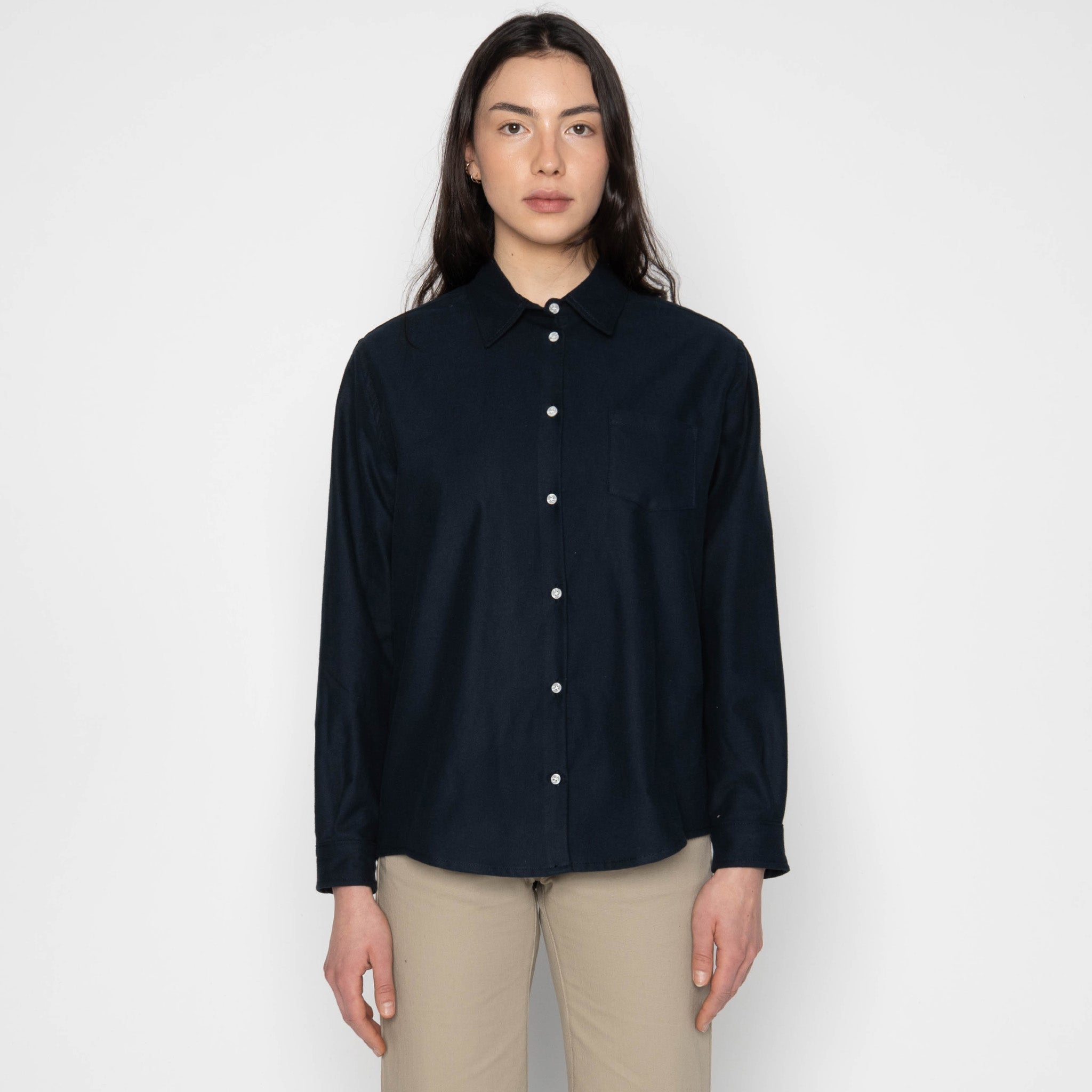 Judy Shirt - Cotton Dyed Flannel - Midnight Blue by Naked & Famous Denim