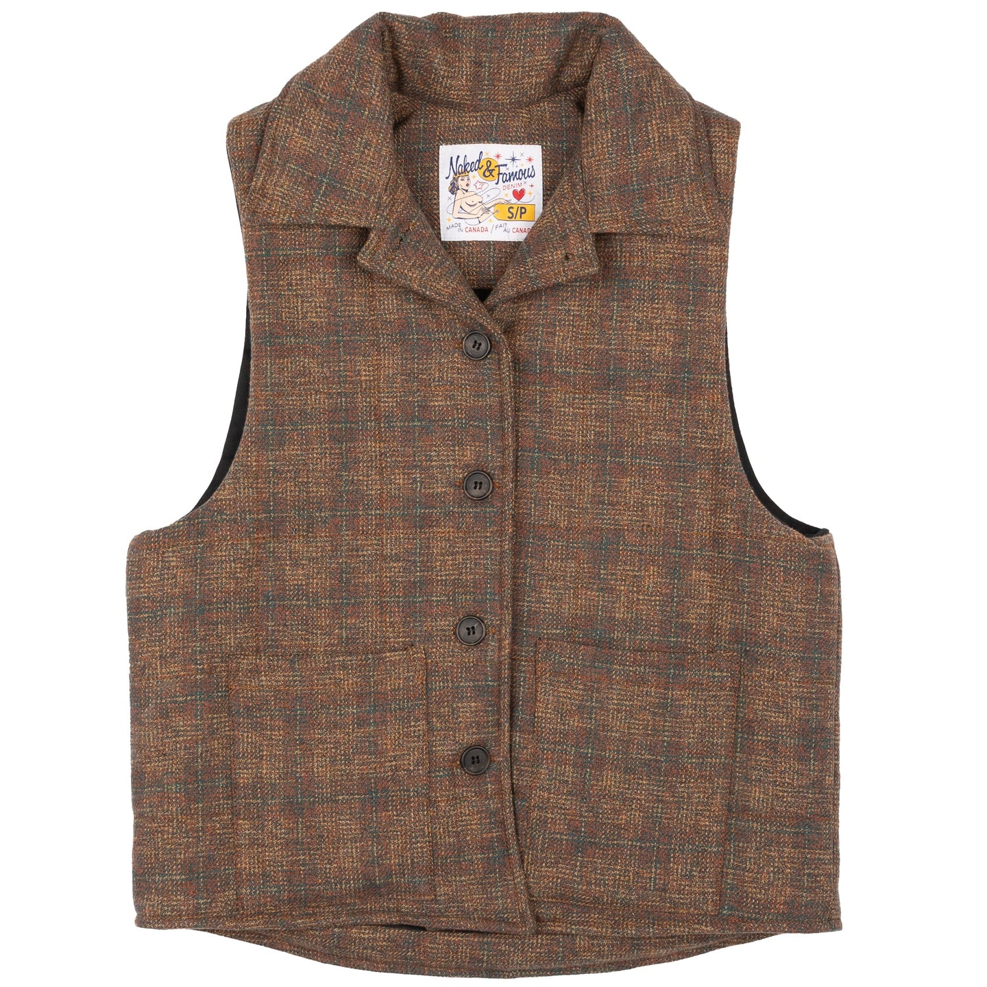 Quilted Vest - Triple Yarn Twist Brushed Tweed - Desert Sunset | Naked & Famous Denim