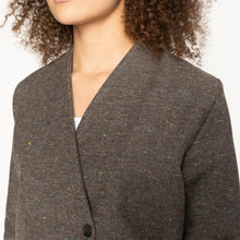 Load image into Gallery viewer, Collarless Jacket - Wool Multi Nep - Brown | Naked &amp; Famous Denim
