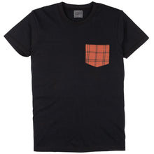 Load image into Gallery viewer, Pocket Tee - Black - Big Slub Vintage Flannel - Red
