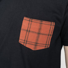 Load image into Gallery viewer, Pocket Tee - Black - Big Slub Vintage Flannel - Red
