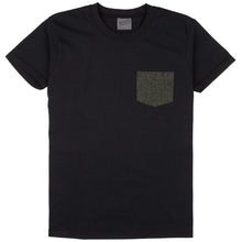 Load image into Gallery viewer, Pocket Tee - Black - Triple Yarn Twist Brushed Flannel - Forest Green
