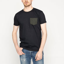 Load image into Gallery viewer, Pocket Tee - Black - Triple Yarn Twist Brushed Flannel - Forest Green
