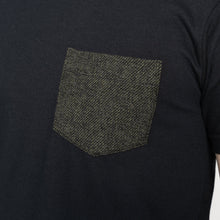 Load image into Gallery viewer, Pocket Tee - Black - Triple Yarn Twist Brushed Flannel - Forest Green
