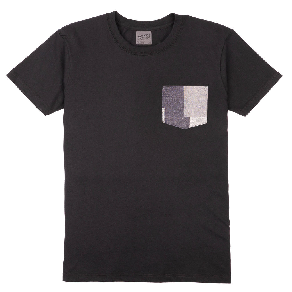 Pocket Tee - Black + Indigo Jacquard - Indigo by Naked & Famous Denim