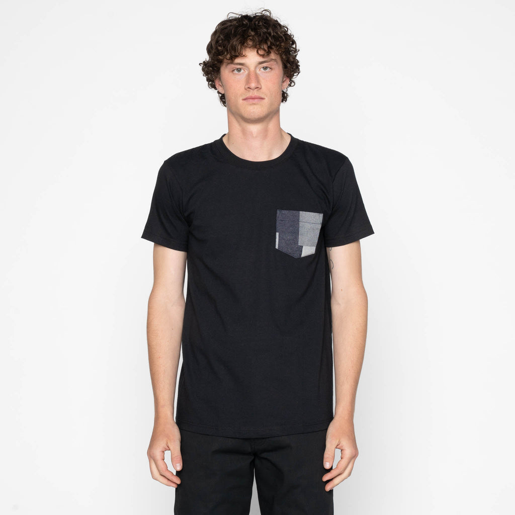 Pocket Tee - Black + Indigo Jacquard - Indigo by Naked & Famous Denim