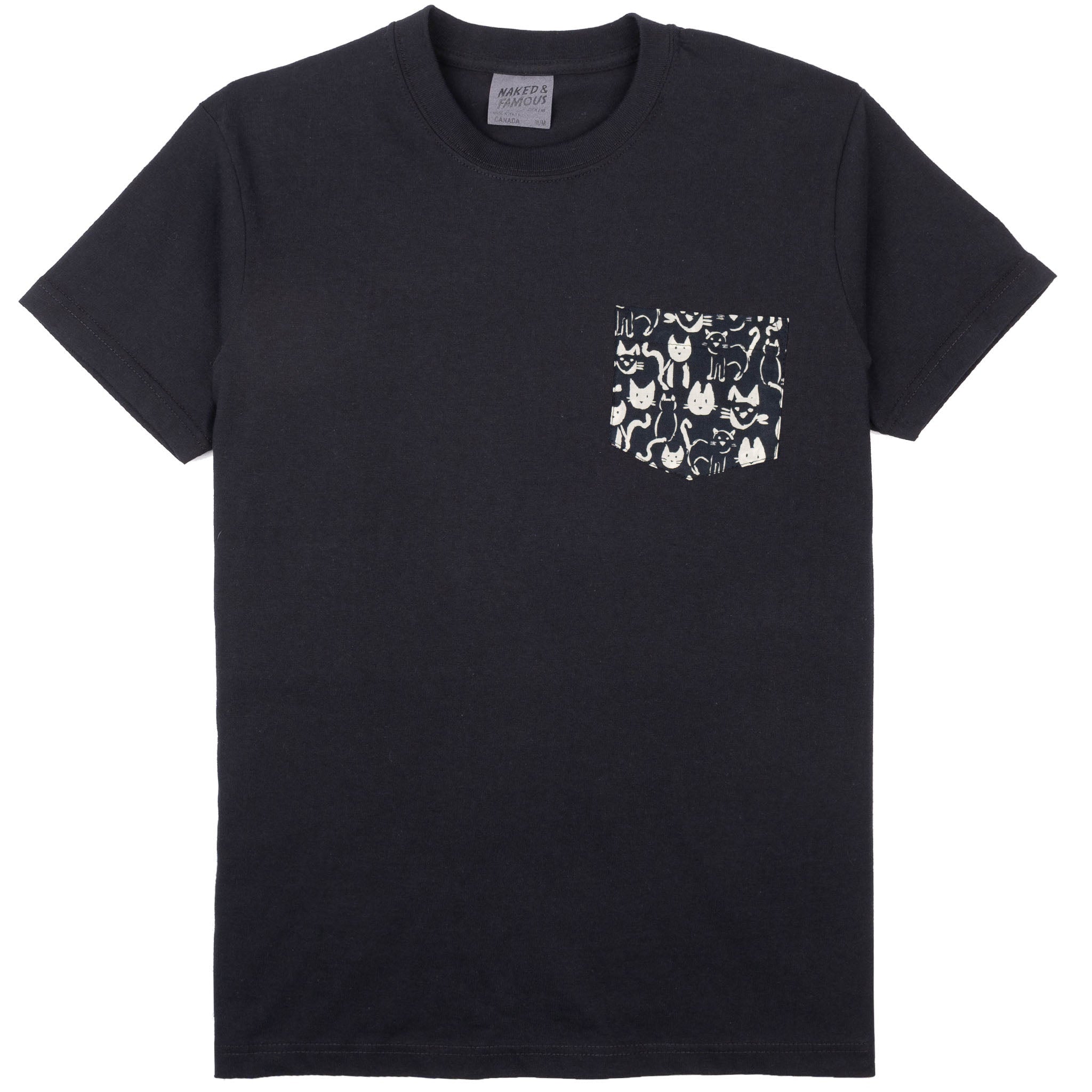 Pocket Tee - Black + Cat Strokes by Naked & Famous Denim