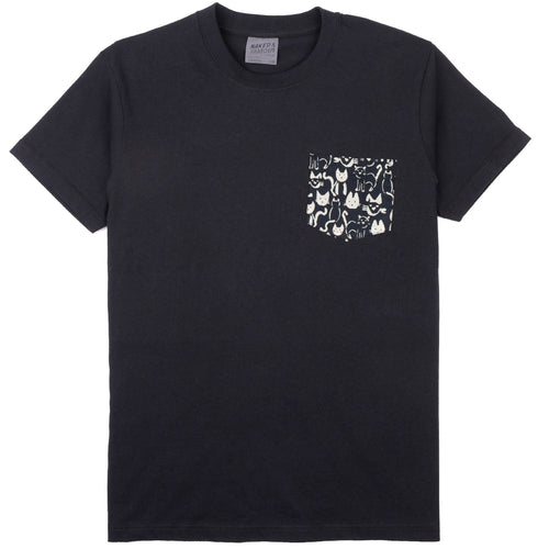 Pocket Tee - Black + Cat Strokes by Naked & Famous Denim