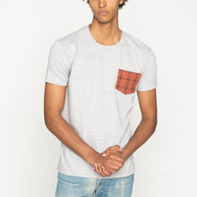 Load image into Gallery viewer, Pocket Tee - Heather Grey - Big Slub Vintage Flannel - Red
