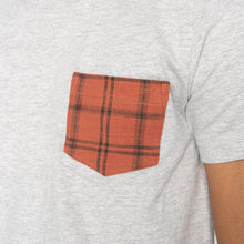 Load image into Gallery viewer, Pocket Tee - Heather Grey - Big Slub Vintage Flannel - Red
